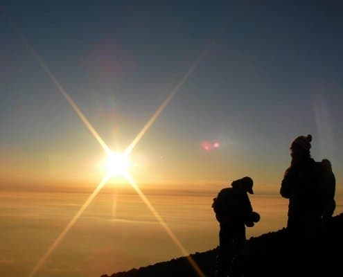 Lever de soleil au sommet du mont Fuji